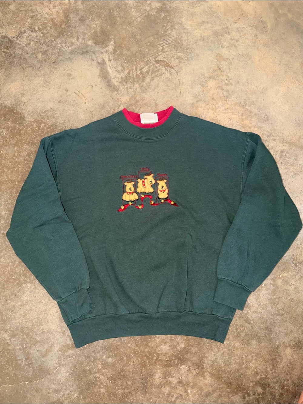 Vintage Christmas Reindeer Sweatshirt Grandma’s Little Dears Embroidered L